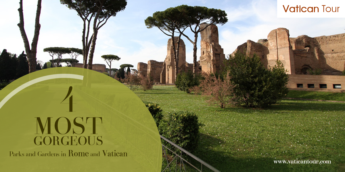 beautiful park and ruins in rome